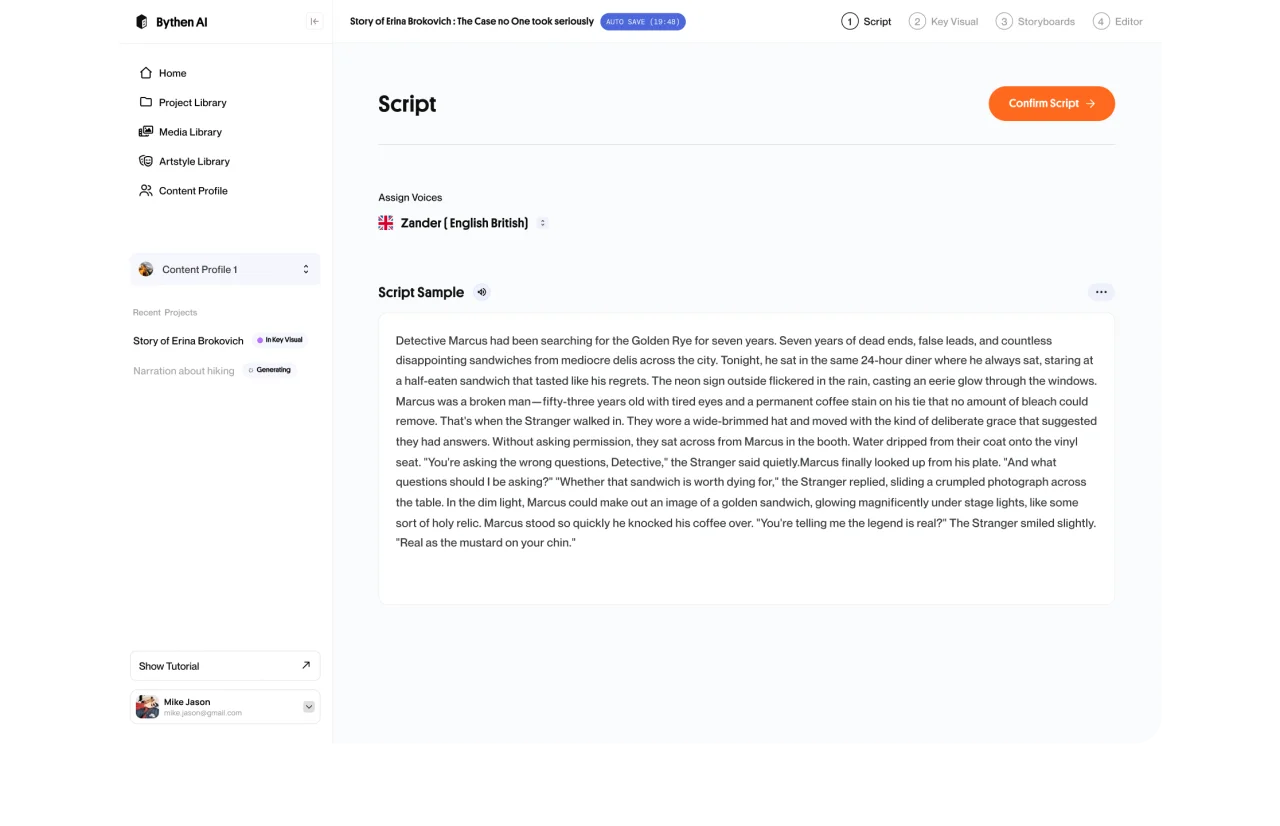 Choosing to write or paste a script